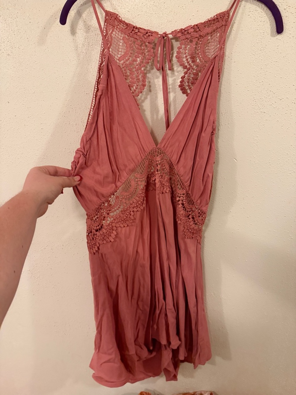 Lace Back Pink-Rose Sleeveless Romper
